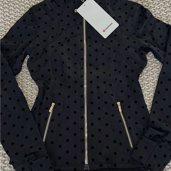 lululemon athletica Jackets & Blazers - lululemon athletica Black Polka Dot Zip Bomber Jacket